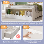 Children's Single Bed, Storage with Drawers, Shelf, Bench, Wood, White Oak