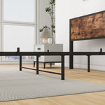 Metal Platform Bed Frame 140x200cm Storage Headboard Noiseless, Vintage Brown