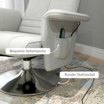 Recliner Chair, Swivel Massage with Footstool, Electric, Linen Look, Steel, Cream White