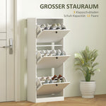 Shoe Cabinet, 3 Doors Adjustable Divider 12 Pair, White