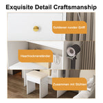Dressing Table XXL Mirror Stool 4 Drawers LED Socket - White