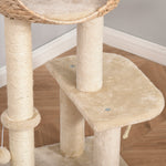 Cat Tree, Cat Cave 100H cm, Sisal Beige