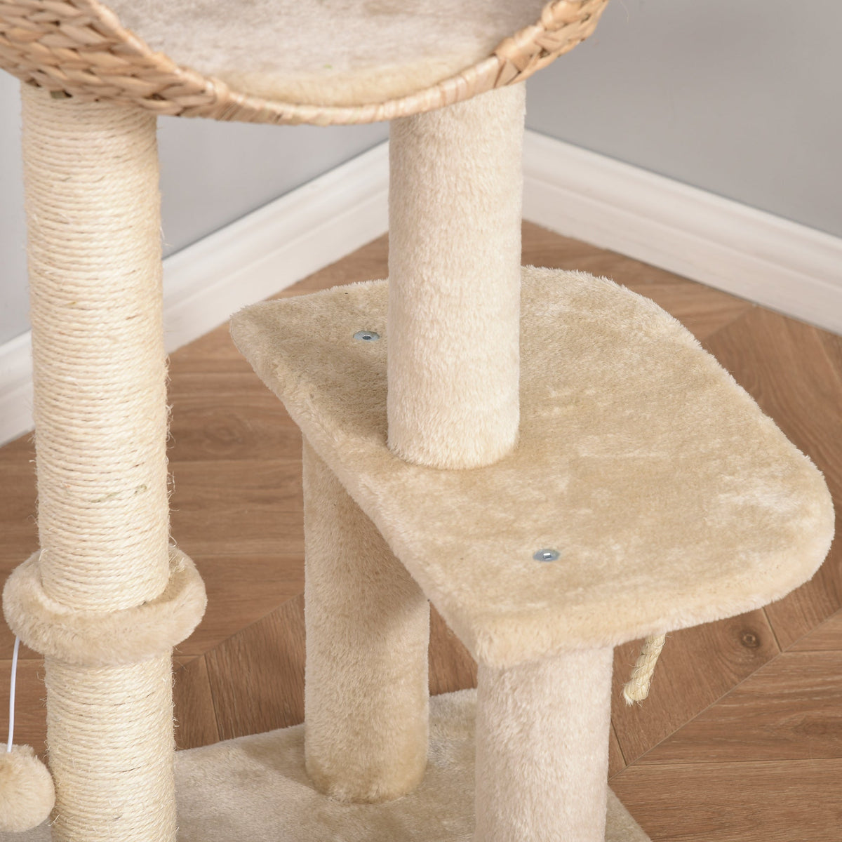 Cat Tree, Cat Cave 100H cm, Sisal Beige