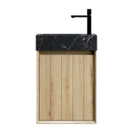Wall-Mounted Bathroom Vanity Unit with Undermount Sink and Striped Cabinet, White Oak Wood Grain