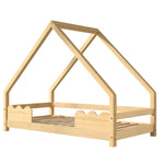 House Bed 90x200cm Fall Protection - Solid Wood Natural