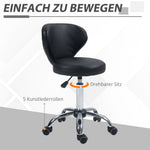 Rolling Stool Massage Stool, 360° Swivel Ergonomic Backrest, Black Faux Leather