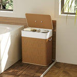 Bamboo Laundry Basket 100L with Rope Handles, Brown