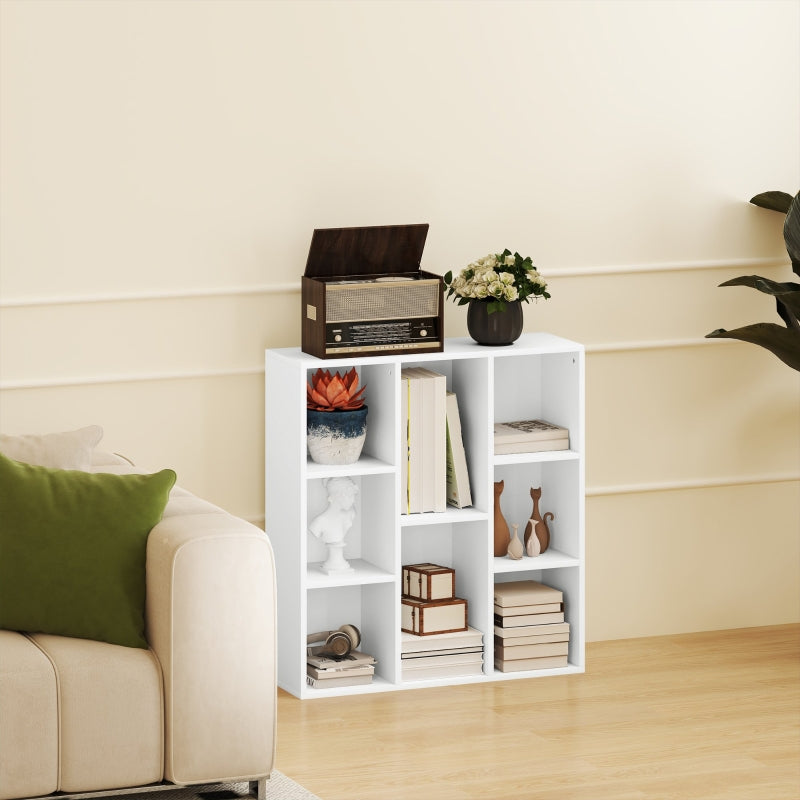 Bookcase, 8-Tier Standing Storage Shelf, White