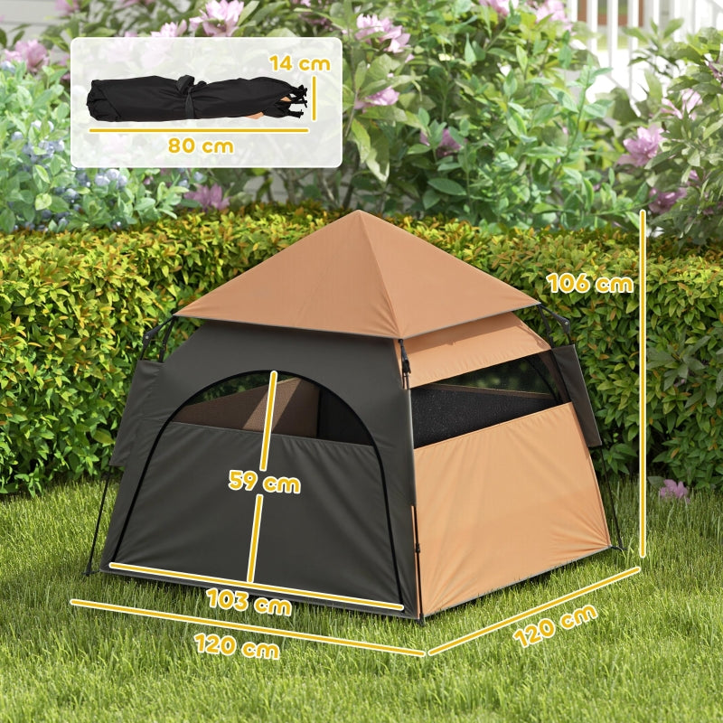 Pet Tent, Dog Tent, Foldable Weatherproof, Dark Brown