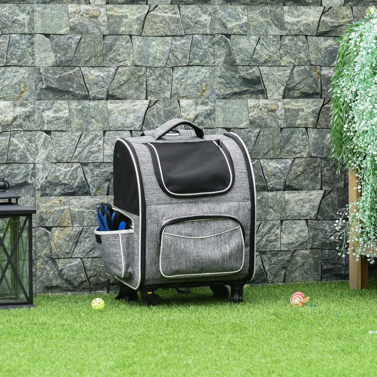 Dog Trolley 2-in-1 Transport Bag & Pet Backpack, Grey
