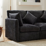 L-Shaped Corner Sofa Set with Footstool Modern Design Chenille Fabric