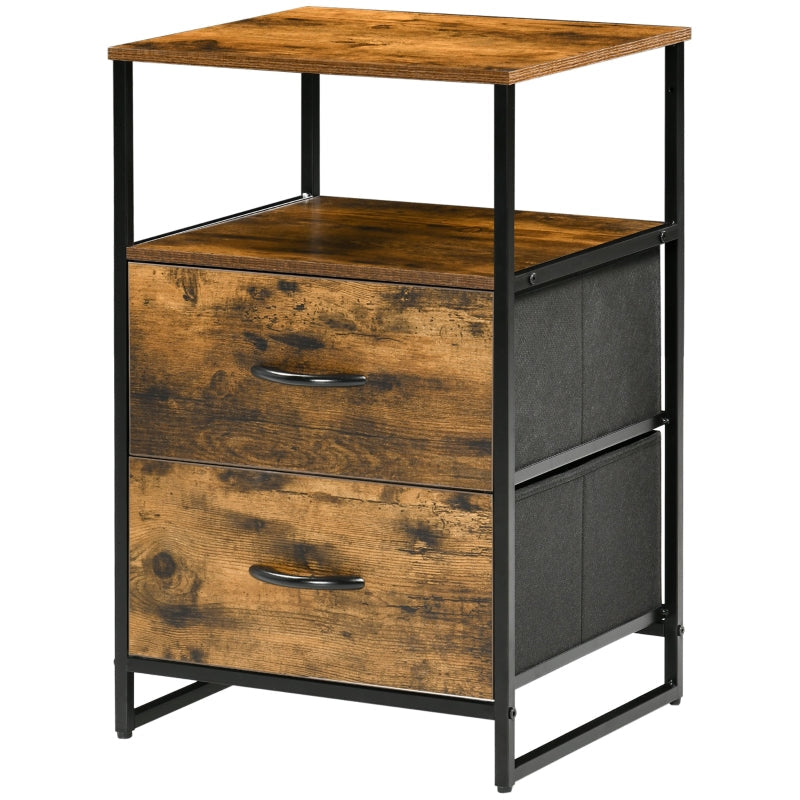 Chest of Drawers, Fabric Drawers Industrial Style, Rustic Brown