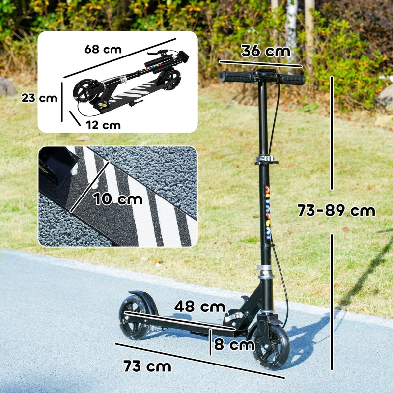 Children's Scooter with Foldable Metal Frame and Double Brakes, Black