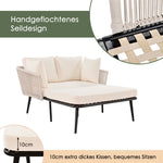 Garden Sofa with Cushions and Pillows, Outdoor Sun Lounger and Furniture Set, Beige