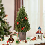 Christmas Tree 50 cm, Berries and Pine Cones, Green PVC PE
