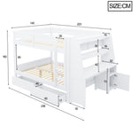 Bunk Bed 140x200cm with Desk, Cabinet & Drawers, White