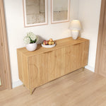 Modern Sideboard with 4 Doors and Adjustable Shelves, Natural Wood Look