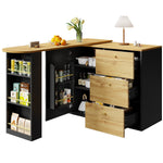 Extendable Bar Table 360° Rotating Storage - Wood Grain