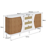 Sideboard Rattan Sliding Doors Adjustable Shelves - Curved Top
