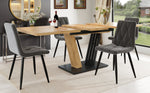 5-Piece Dining Set with Extendable Table and 4 Chairs, Grey Velvet
