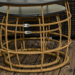 Side Table Set, 2 Coffee Tables with Hand-Woven Table Top, Sand