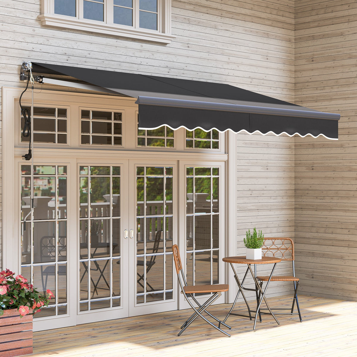Clamp Awning, Hand Crank, Height Adjustable, UV 30+, Dark Grey