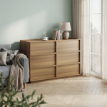 Chest of Drawers with Six Drawers and Modern Storage, 127 x 48 x 80 cm, Oak Color