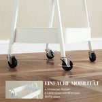 Serving Cart, 3 Levels with Wheels and Brake, White