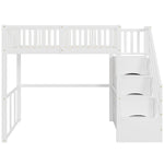 Loft Bed 90x200 Safety Storage Ladder Solid Pine Wood, White