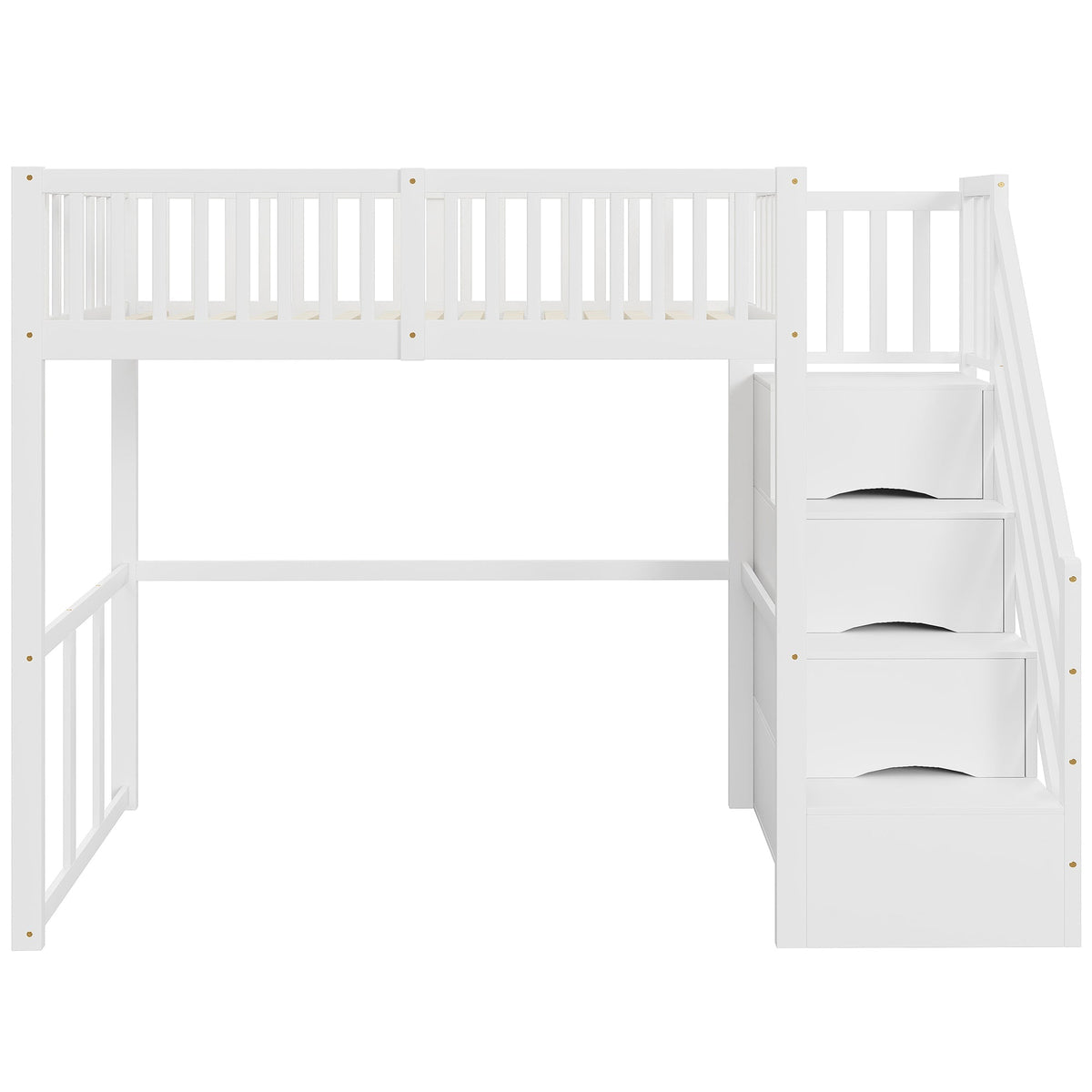 Loft Bed 90x200 Safety Storage Ladder Solid Pine Wood, White