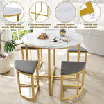 Dining Table Set 5-Piece Modern Luxury Gilded Iron Frame Grey Velvet