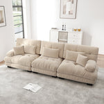 Modular Corner Sleeper Sofa 3-Seater Deep Seat Chenille Light Brown