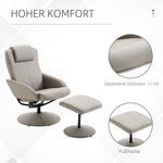 Reclining TV Armchair, 360° Swivel with Footrest, Grey