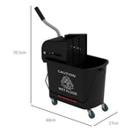 Cleaning Cart, 20 Liter Mop Bucket with Press, 2 Chambers, Black