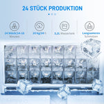Ice Cube Maker, 20 kg/24h, 2.3L/3.2L, Automatic Cleaning, Stainless Steel, Silver
