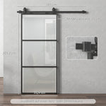 Sliding Door, Frosted Glass Soft-Close Track System, Steel Black