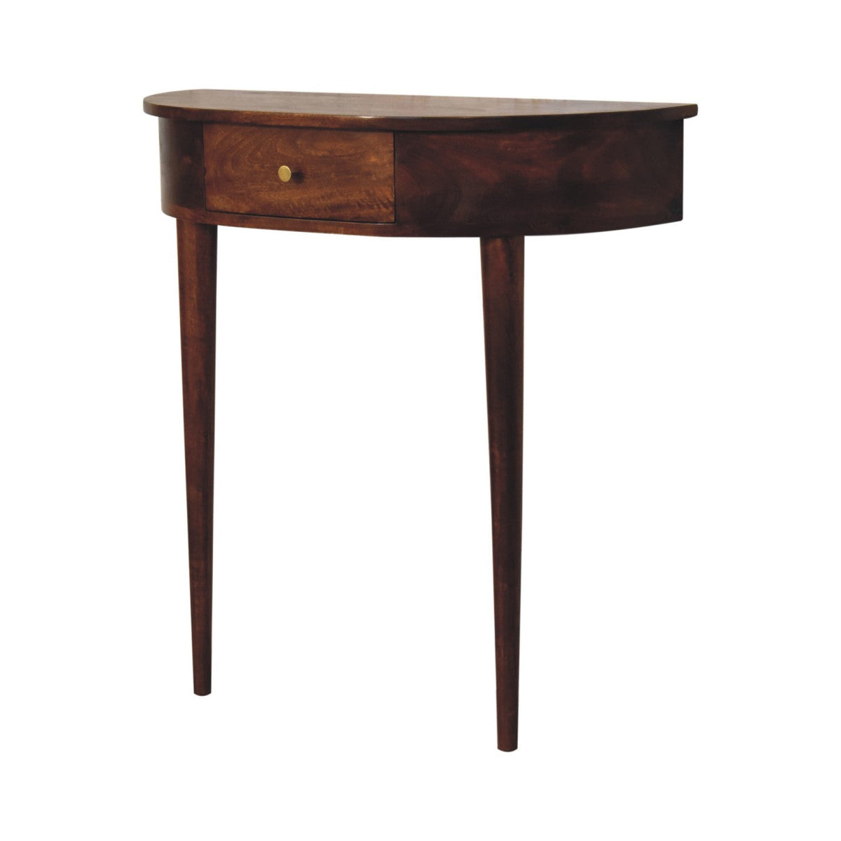 Solid Wood Console, Backless Mounted 1 Drawer, Dark Brown