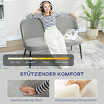 2-seater Sofa Upholstered Modern Metal/Wood Frame, Velvety Fabric Grey