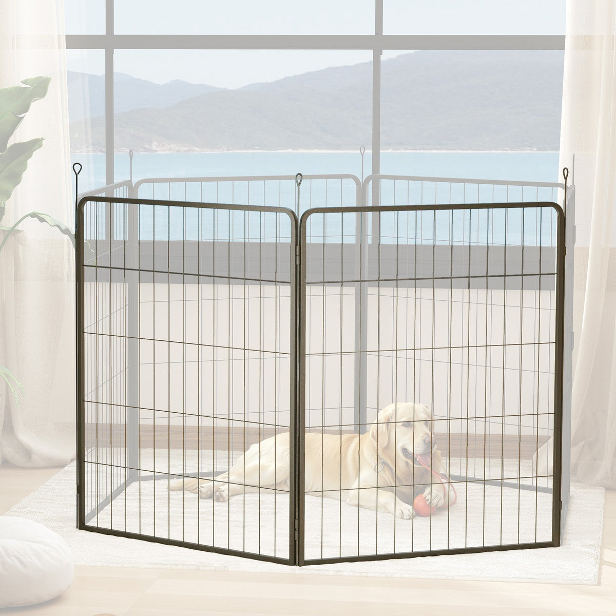 Extension Dog Fence Panels, 80 x 100 cm Steel Puppy Fence, Black