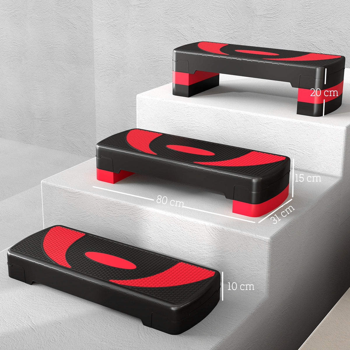 Step Board Aerobic Stepper, Height Adjustable, 150 kg, Red