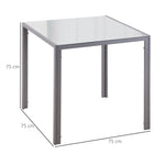 Square Dining Table 4 Person Tempered Glass Modern Grey