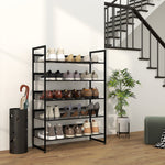 Small Shoe Rack, Tall Narrow 5-Shelf, Black