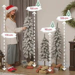 Artificial Christmas Trees Set of 3, Snow-Covered, Green & White
