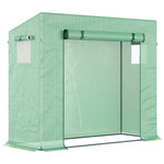 Outsunny Greenhouse with Roll-Up Door and Side Window, 200 x 76 x 168 cm, Green PE Mesh Film