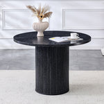 Round Dining Table 100cm 4-6 Seater Storage Base - Black MDF