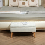 Bench with Storage, Upholstered Lid, Rubberwood White
