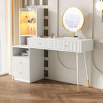 Dressing Table Set Tri-Color LED Mirror 4 Drawers Illuminated Cabinet White