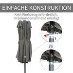 Double Parasol 460x270cm Oval Hand Crank with Stand, Dark Grey