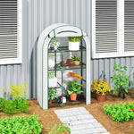 Greenhouse Round Roof, Door, Shelves, Steel, White