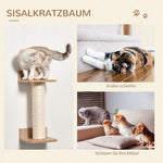 Cat Set with Scratching Post, Stairs & Hammock, Light Brown, Sisal, Acrylic, Pine